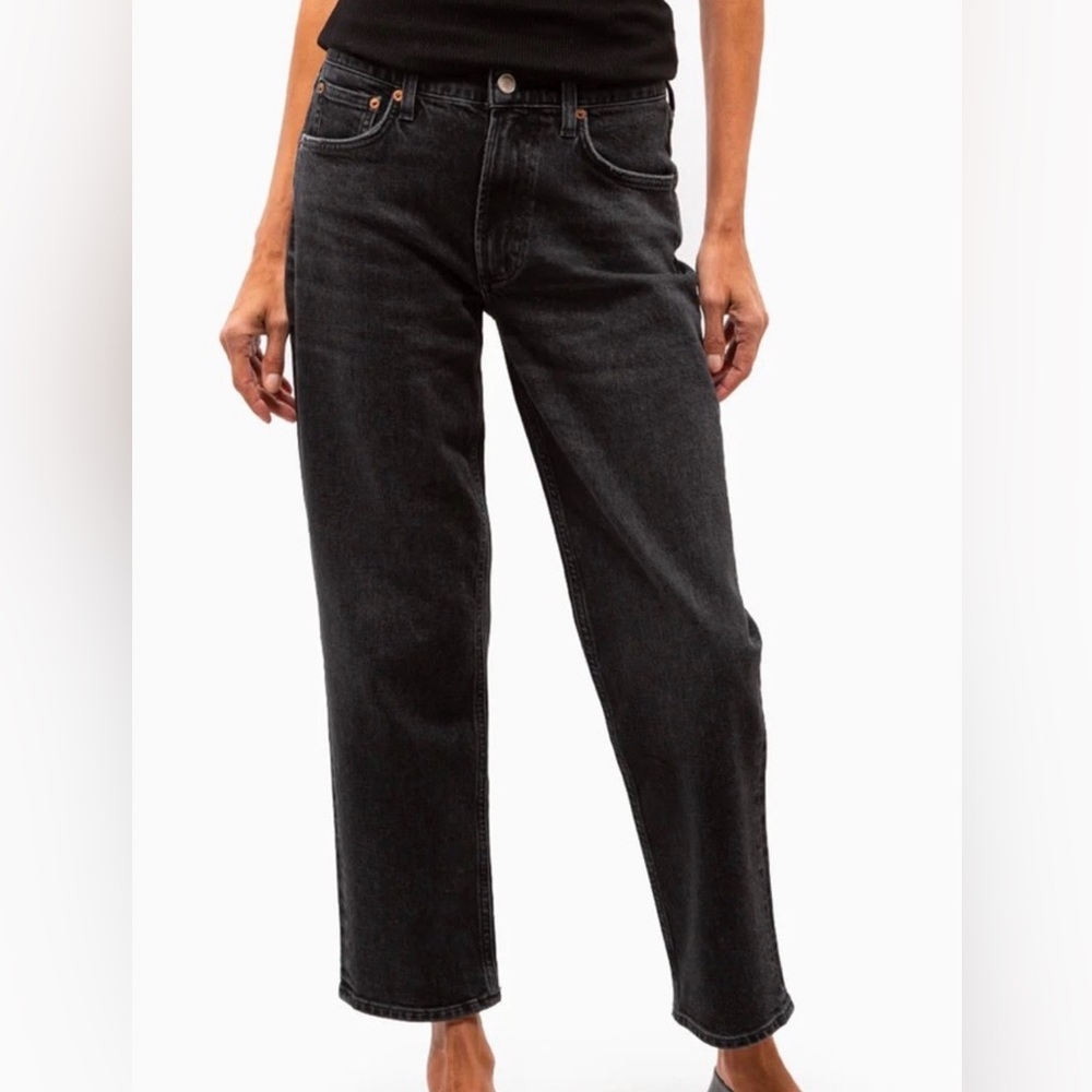 Agolde Kye Mid Rise Black straight leg crop Jean, size 23